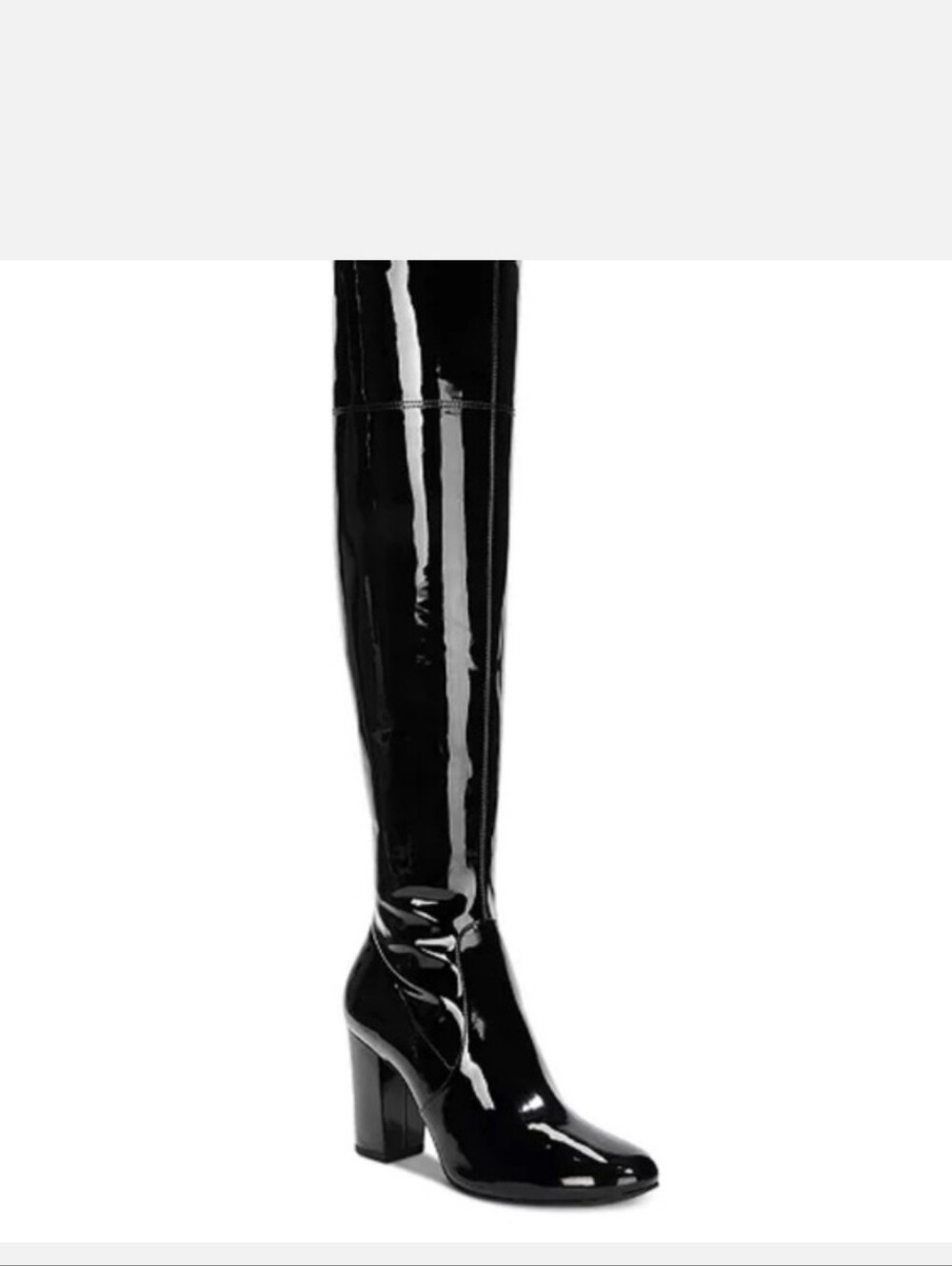 Angelica Kenneth Cole Black Patent Leather Over-the-Knee Block Heel Boots Sz 5M